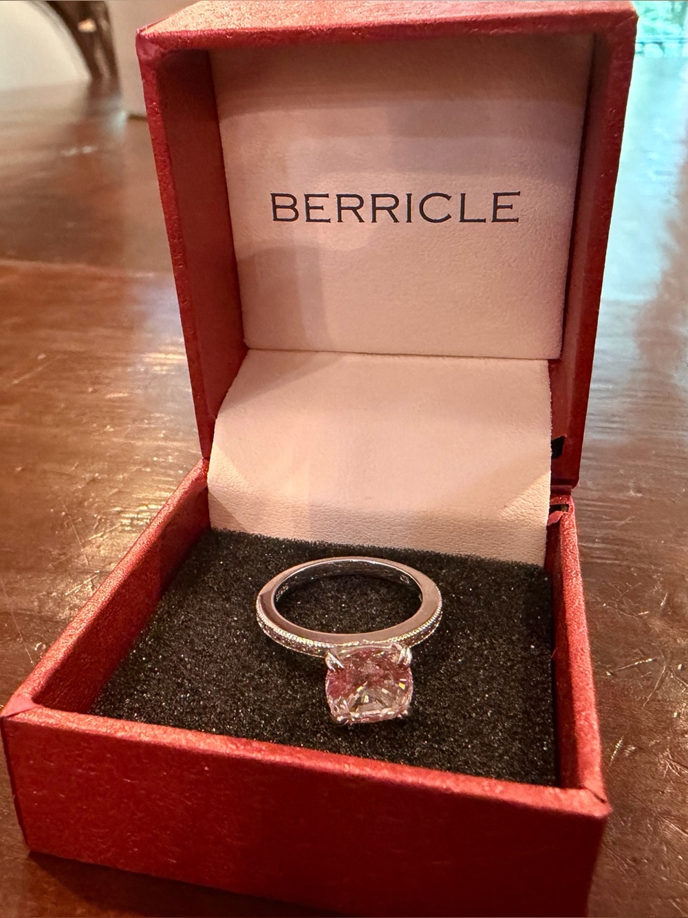 Berricle Cubic Zirconia Cushion Cut Ring